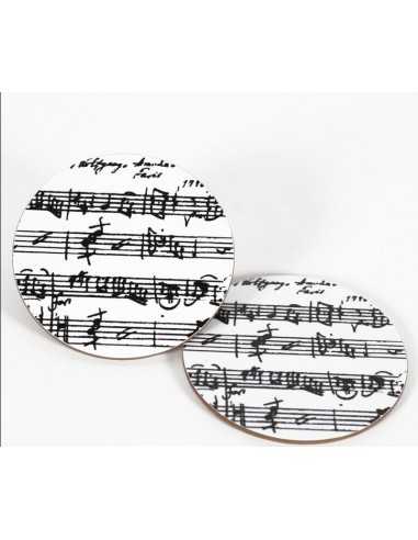 Set de 2 Posavasos Blanco Partitura