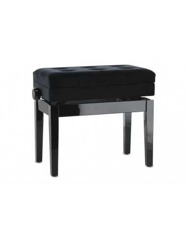 Banqueta Piano Deluxe Compartment Negro Brillante