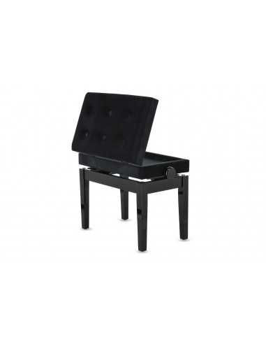 Banqueta Piano Deluxe Compartment Negro Brillante