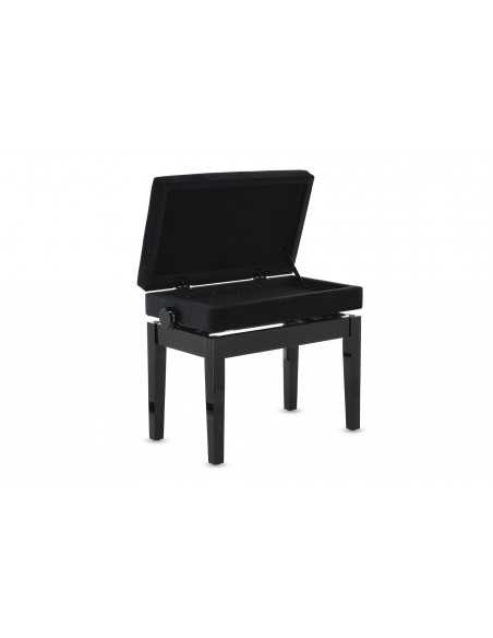 Banqueta Piano Deluxe Compartment Negro Brillante