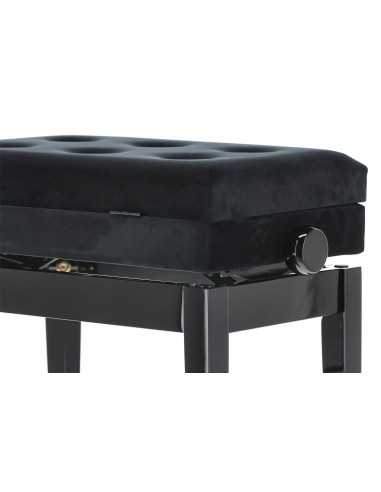 Banqueta Piano Deluxe Compartment Negro Brillante