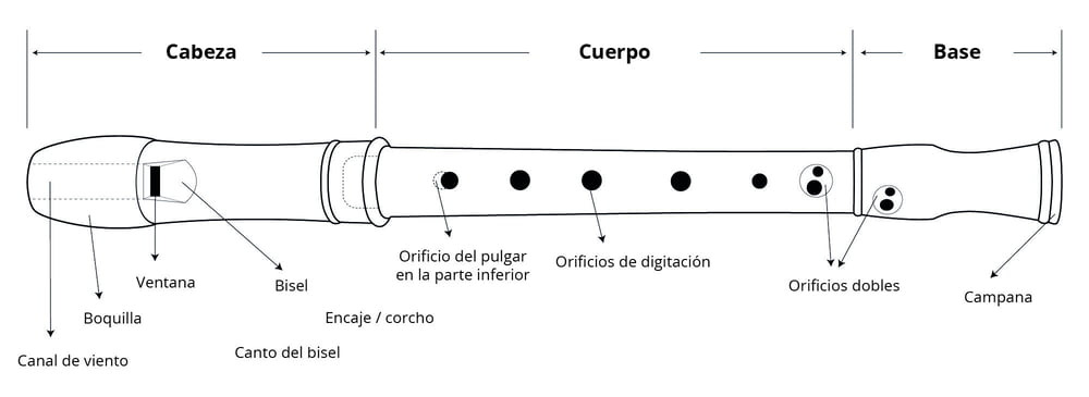 estructura de una flauta dulce