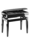 Banqueta Piano Stagg con Compartimento Partituras Negro Brillo Tapa Terciopelo Negro PB55 BKP VBK_01