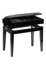 Banqueta Piano Stagg con Compartimento Partituras Negro Mate Tapa Terciopelo Negro PB55 BKM VBK