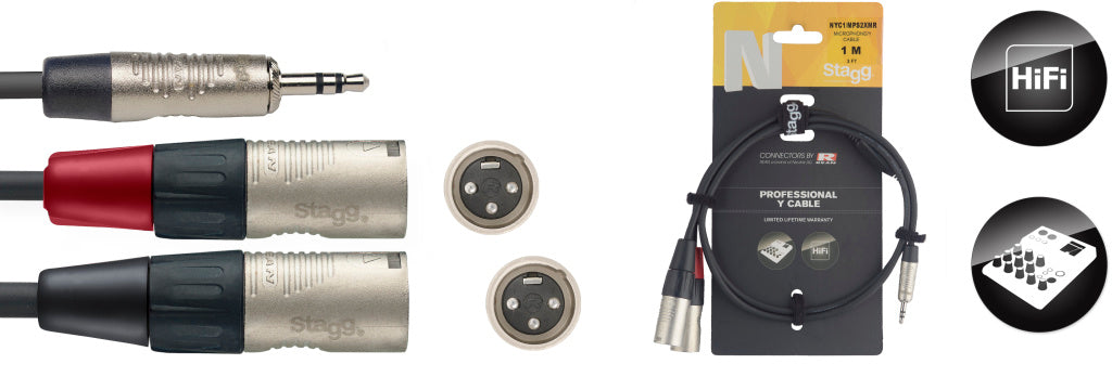Cable Microfono Stagg XLR - Mini Jack 1m N-Series NYC1/MPS2XMR