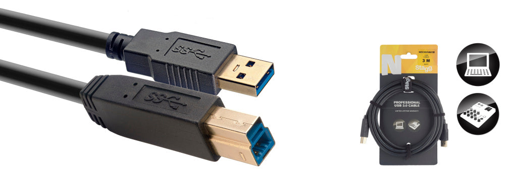 Cable USB Stagg USB 3m N-Series NCC3U3AU3B
