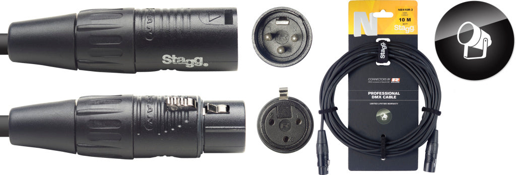 Cable DMX Stagg XLR 10m N-Series NDX10R-3
