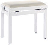 Banqueta Piano Stagg Blanco Mate Tapa Terciopelo Beige PB39 WHM VBE
