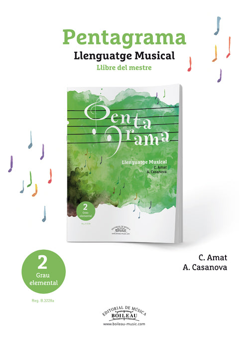 Pentagrama Llenguatge 2 Prof. Nova Ed. Acompañamiento Piano-Solucionario Online. Amat Cunnington, C. / Casanova, A.