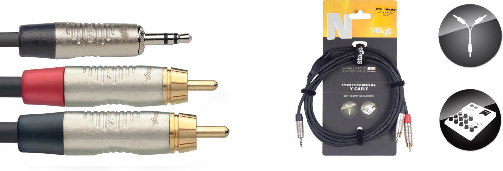 Cable Microfono Stagg Mini Jack - RCA 1.5m N-Series NYC1.5/MPS2CMR