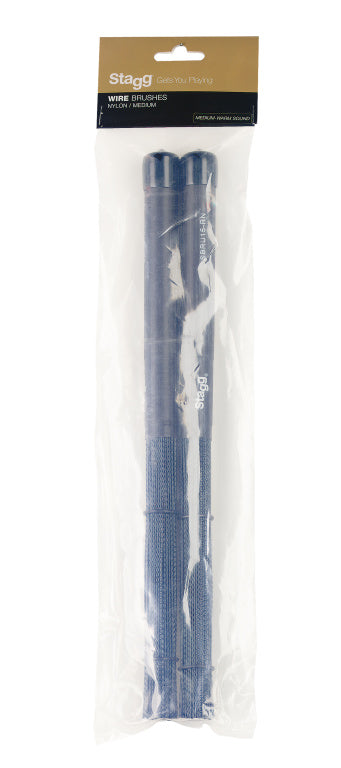 Escobillas Bateria Stagg Nylon 150 Cerdas Rizadas Mango Goma SBRU15-RN_01