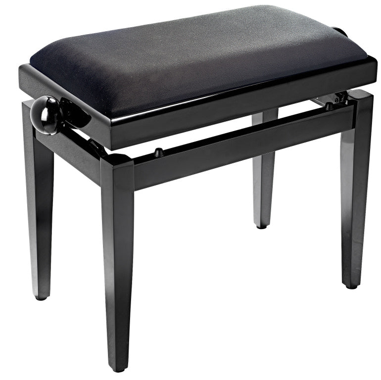 Banqueta Piano Stagg Negro Brillo Tapa Terciopelo Liso Negro PB05 BKP SVBK_01