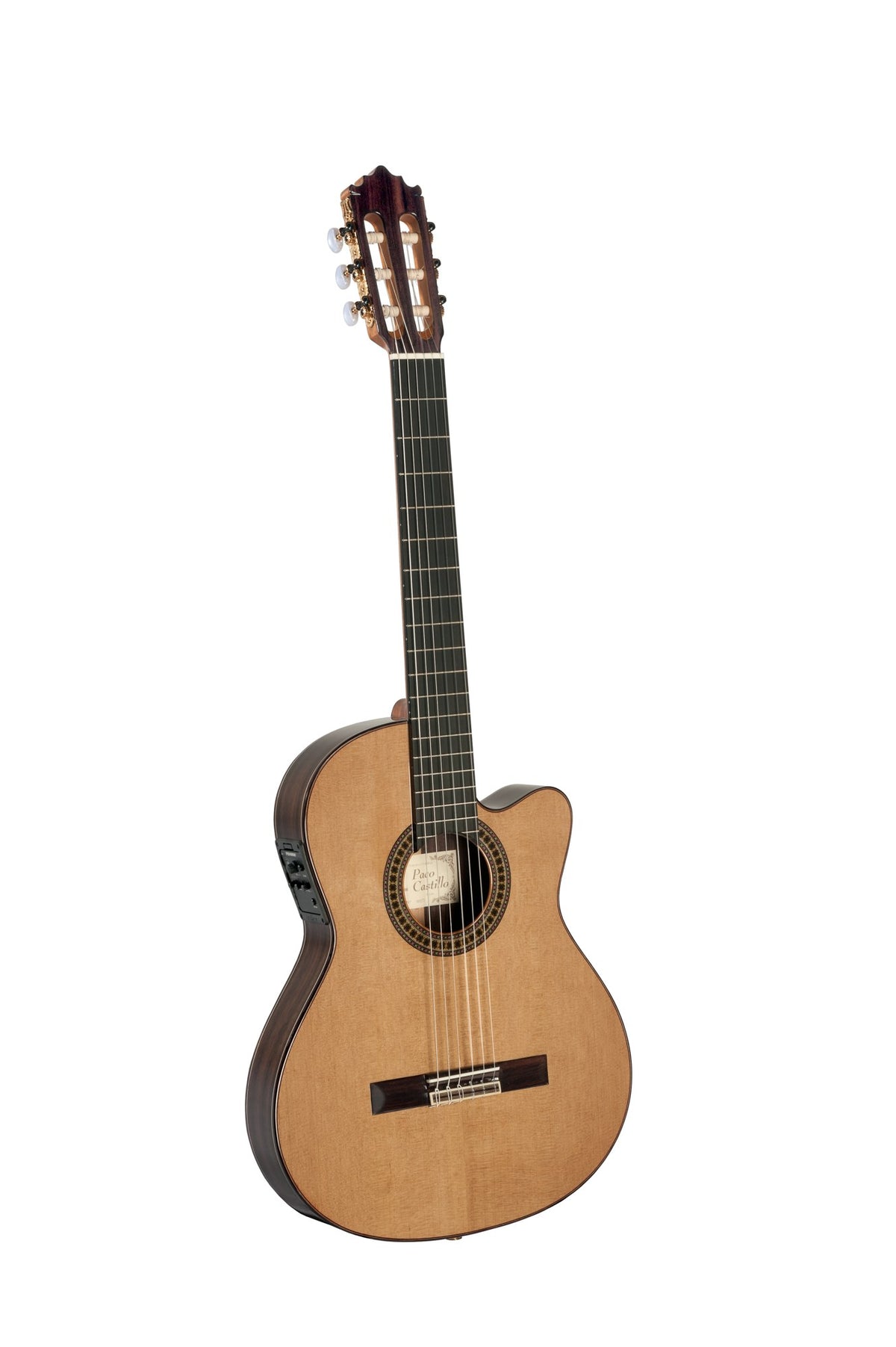 Guitarra Clasica Electrificada Cutaway Caja Estrecha Paco Castillo 234TE_01