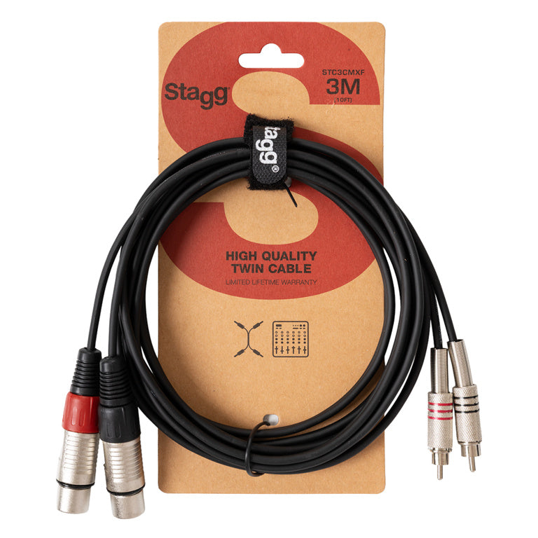 Cable Instrumento Stagg XLR - RCA 3m S-Series STC3CMXF