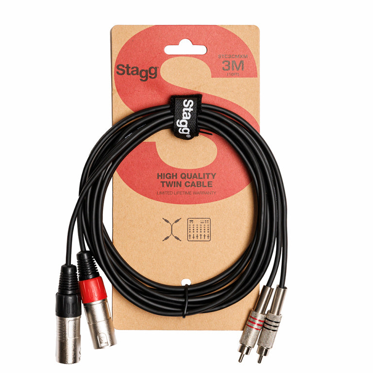 Cable Instrumento Stagg XLR - RCA 3m S-Series STC3CMXM