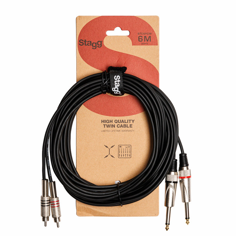 Cable Instrumento Stagg Jack - RCA 6m S-Series STC6PCM