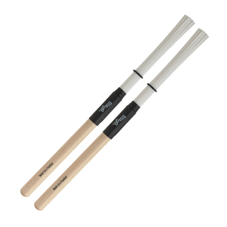 Escobillas Bateria Stagg Nylon 100 Cerdas Mango Arce SBRU10-WN_03