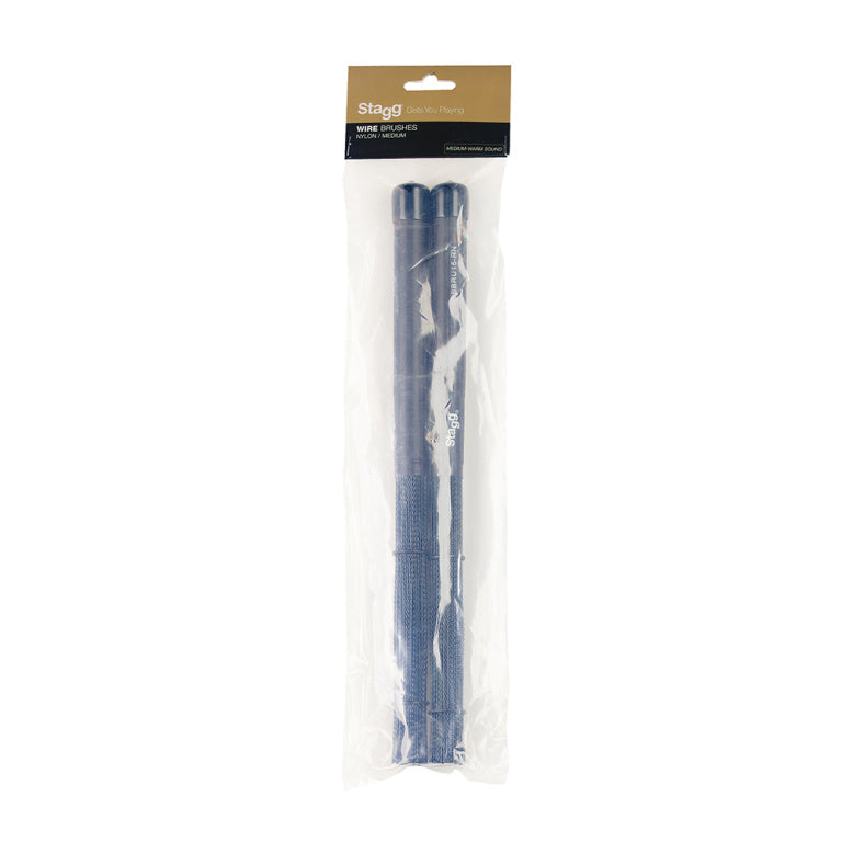 Escobillas Bateria Stagg Nylon 150 Cerdas Rizadas Mango Goma SBRU15-RN_02