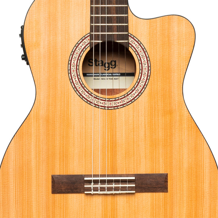 Guitarra Clasica Electrificada Stagg SCL70 TCE Cutaway Tapa Abeto_04
