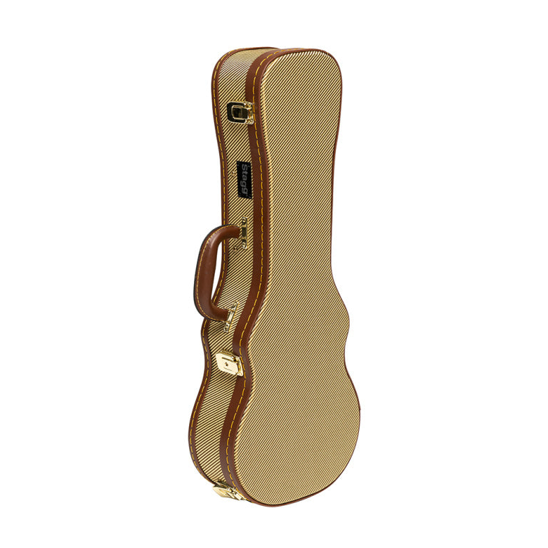 Estuche Ukelele Concierto Stagg Rigido Vintage Tweed Dorado GCX-UKC GD_02