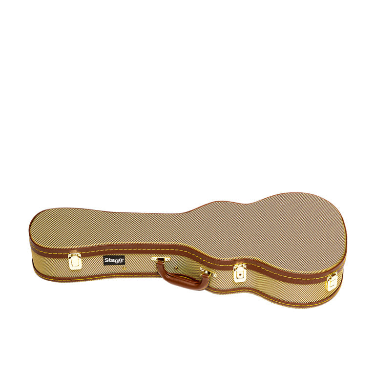 Estuche Ukelele Tenor Stagg Rigido Vintage Tweed Dorado GCX-UKT GD_03
