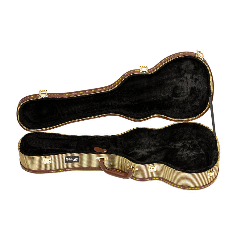 Estuche Ukelele Tenor Stagg Rigido Vintage Tweed Dorado GCX-UKT GD_04