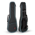 Funda Ukelele Soprano Ortola Ref. 33 Mochila sin Logo Negro Vivo Turquesa
