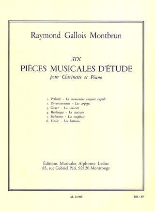 Six Study Pieces for Clarinet. GalloisMontbrun, R.