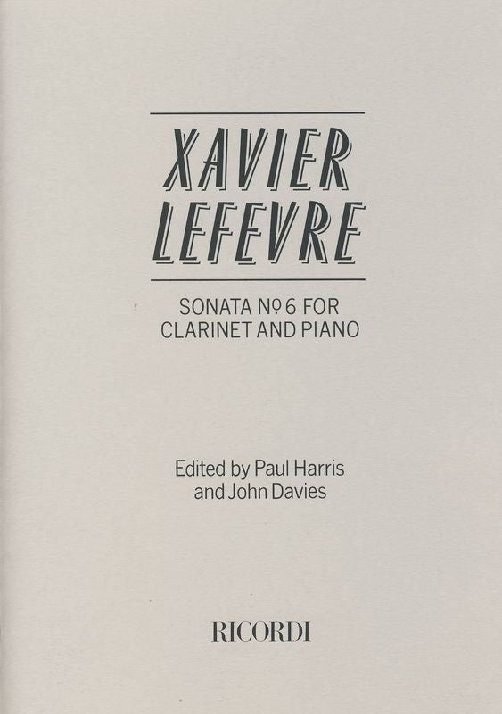 Sonata N.6 for Clarinet and Piano. Lefèvre, X.
