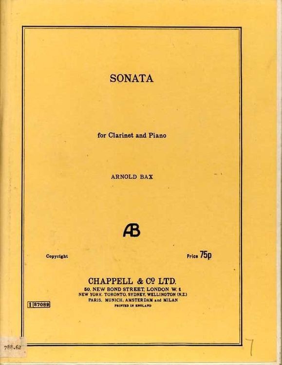 Sonata for Clarinet and Piano. Bax, A.