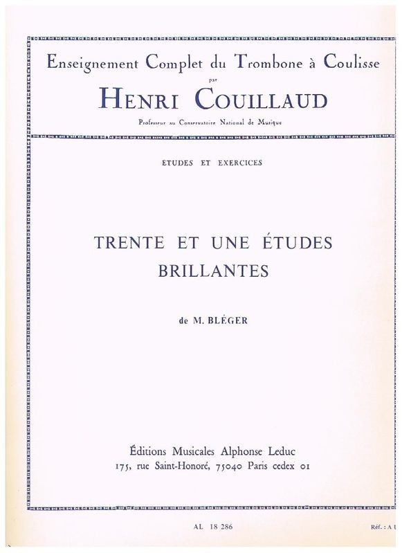 31 Etudes Brillantes para Trombon Bleger, M./Couillaud. H.