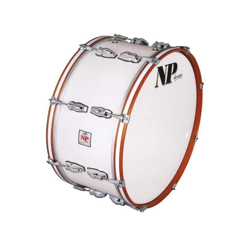 Bombo Banda NP Crome 55X25 cm, Casco Blanco, Aros Miel Ranura