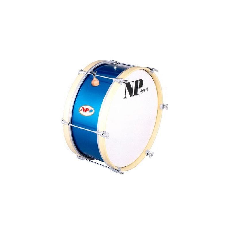 Bombo Charanga NP Crome 40x20 cm, Casco Azul, Aros Natural, Con Soporte