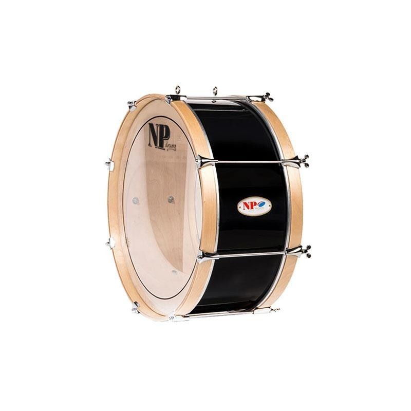 Bombo Charanga NP Crome 40x20 cm, Casco Negro, Aros Natural, Con Soporte