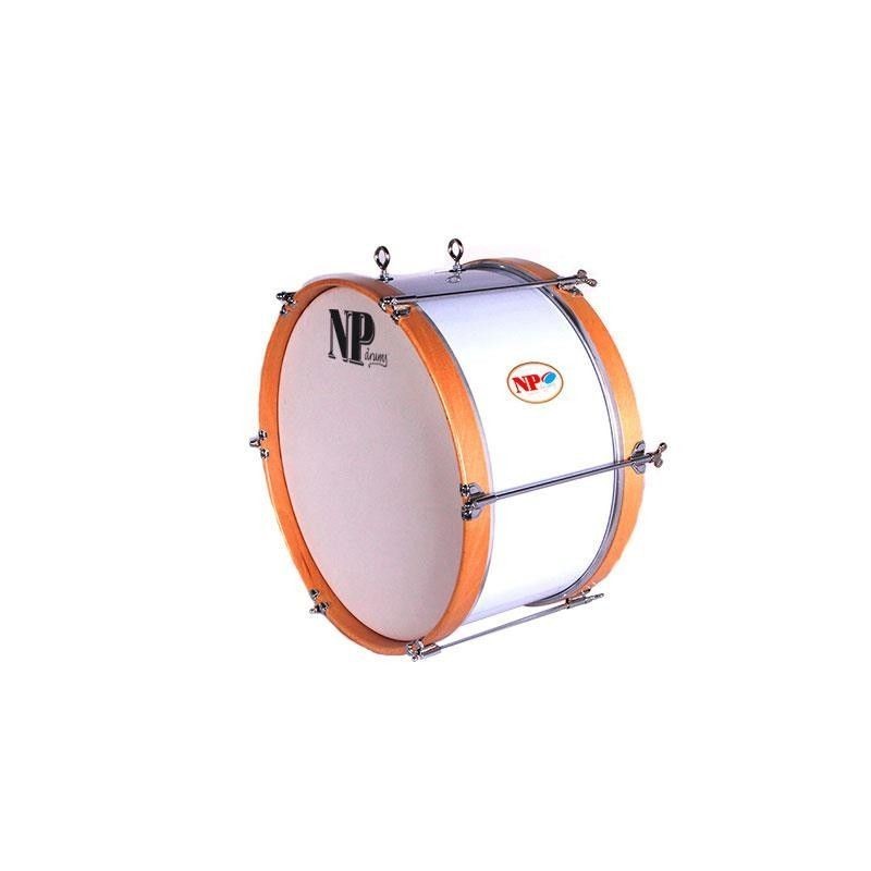 Bombo Charanga NP Crome 45X20 cm, Casco Blanco, Aros Natural