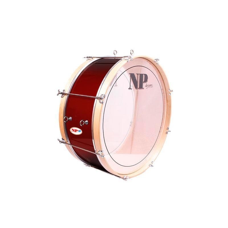 Bombo Charanga NP Crome 50X20 cm, Casco Rojo Vino, Aros Natural