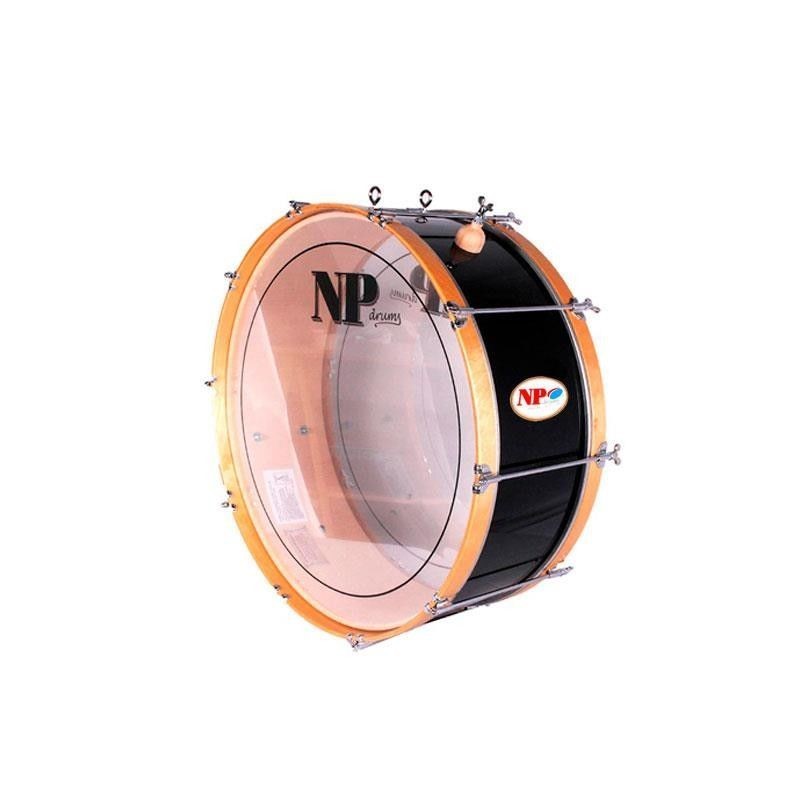 Bombo Charanga NP Crome 60X20 cm, Casco Negro, Aros Natural, Con Soporte