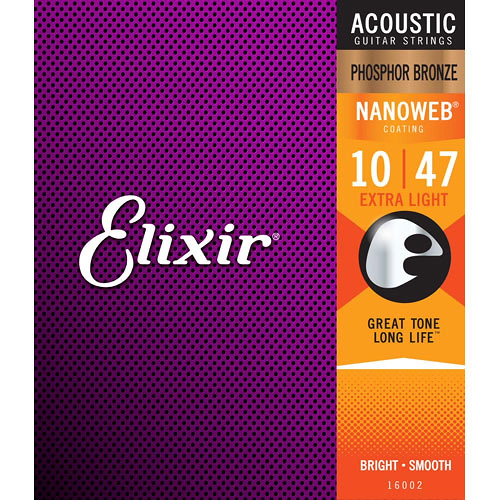 Juego Cuerdas Guitarra Acustica ELIXIR Nanoweb Phosphor Bronze Extra Light 16002 ( 1047 )