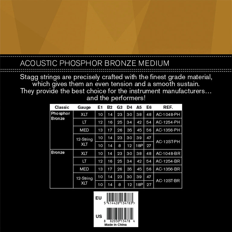 Juego Cuerdas Guitarra Acustica Stagg Bronce Fosforado 13-56 AC-1356-PH_03