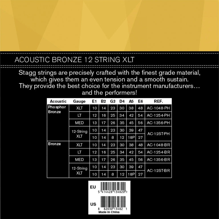 Juego Cuerdas Guitarra Acustica 12 Cuerdas Stagg Bronce 10-47 AC-12ST-BR_03