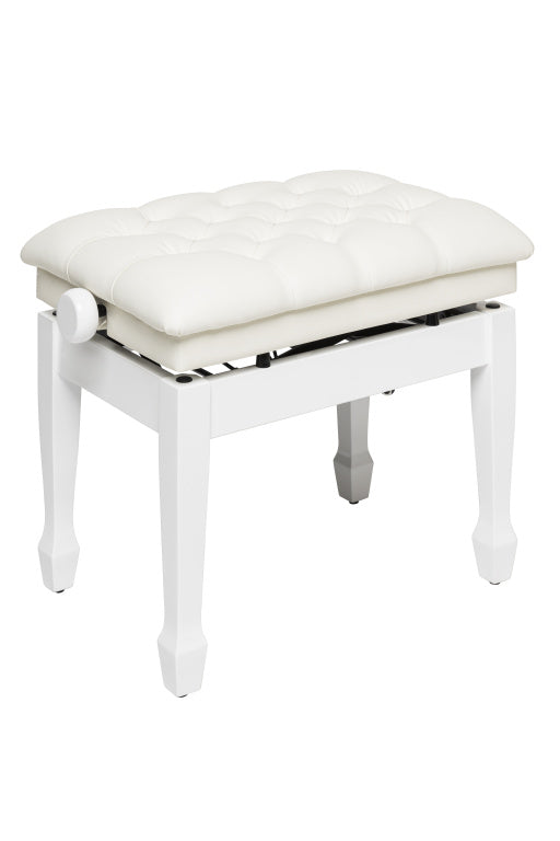 Banqueta Piano Hidraulica Concierto Stagg Blanco Brillo Tapa Vinilo Blanco PBH 850 WHP SWH_01