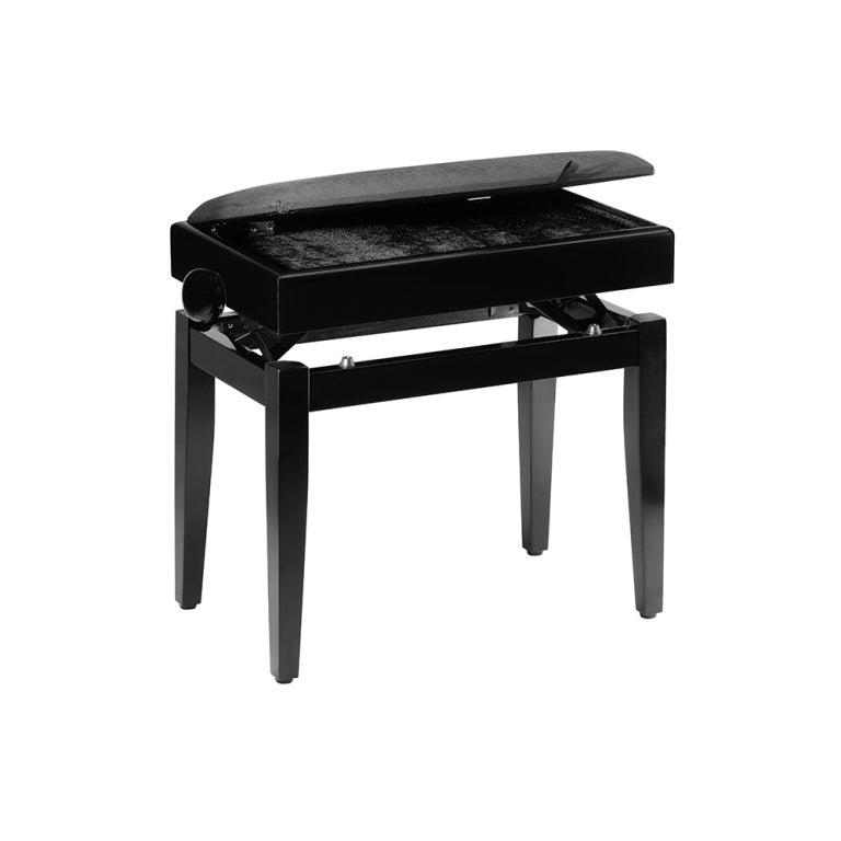 Banqueta Piano Stagg con Compartimento Partituras Negro Mate Tapa Terciopelo Negro PB55 BKM VBK_02