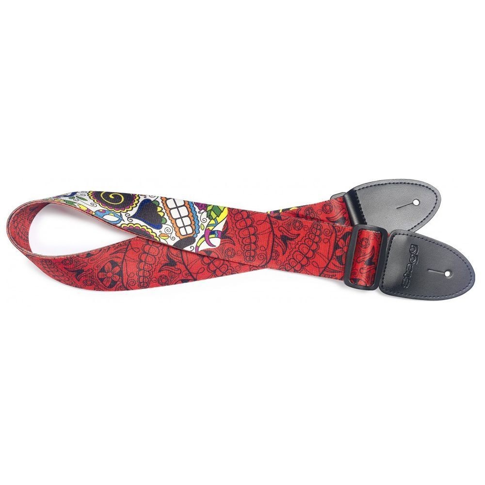 Stagg Terylene Guitar Strap Mexican Motif Red