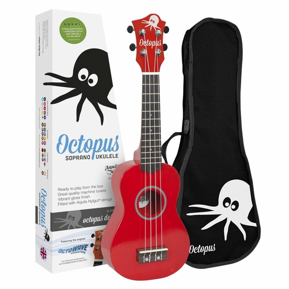Ukelele Soprano Octopus Vermelho UK205CAR