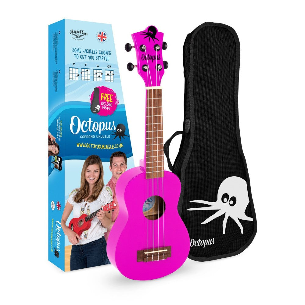 Ukulele Soprano Octopus Cor-de-rosa UK200PK