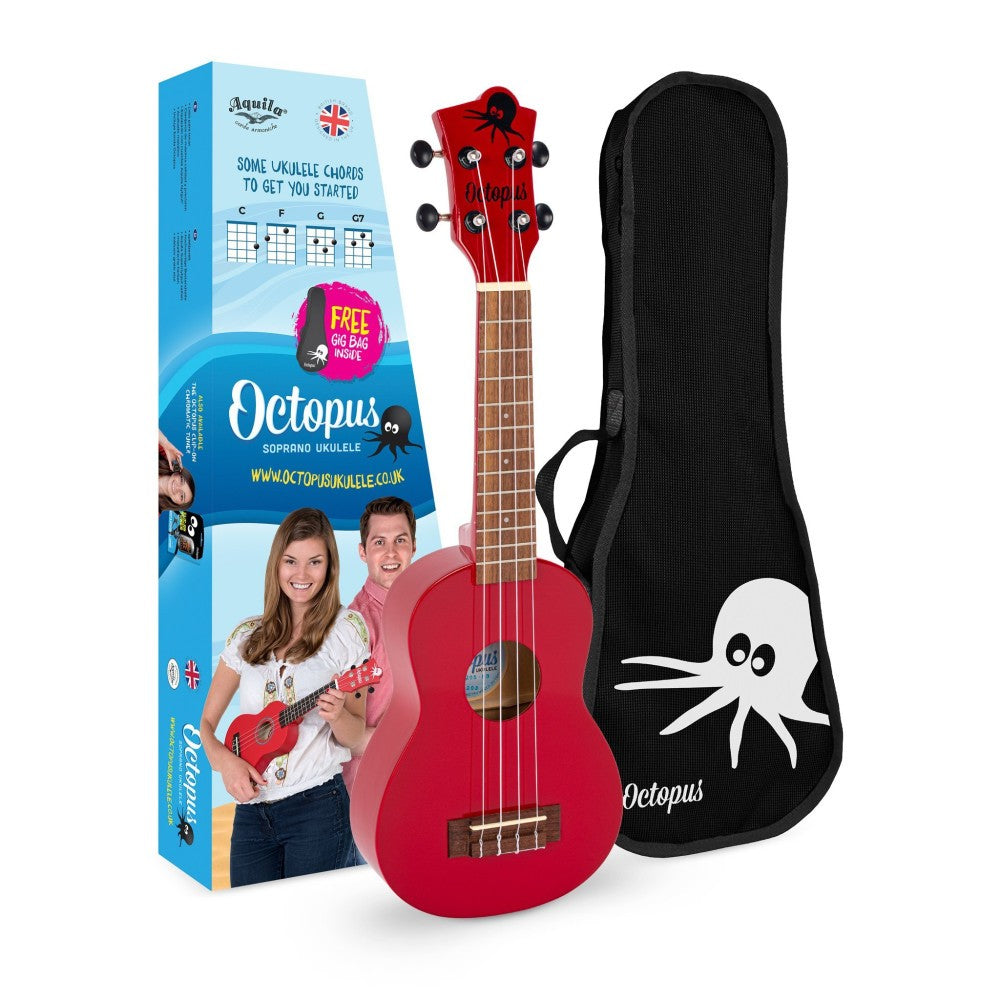 Ukelele Soprano Octopus Vermelho UK205CAR