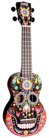 Ukelele Soprano Mahalo Art Calavera Mexicana Negro con Funda MA1SKBK
