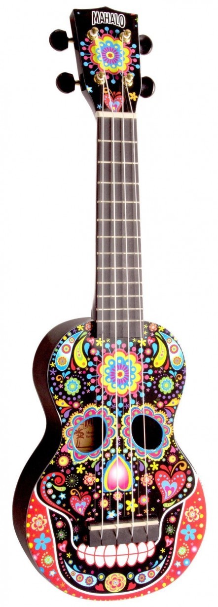 Ukelele Soprano Mahalo Art Calavera Mexicana Negro con Funda MA1SKBK