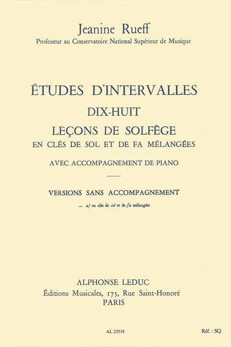 Etudes d'Intervalles: Dixhuit Lecons de Solfege. Rueff, J.