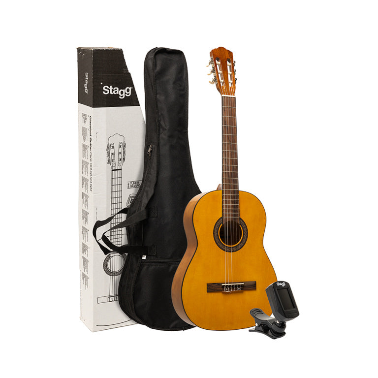 Pack Guitarra Clasica 3/4 Stagg SCL50 Natural con Funda y Afinador_02